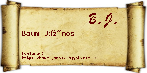 Baum János névjegykártya
